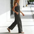 thumbnail image 5 of Lpmadey Women's 2-Piece Cotton Linen Sets, Sleeveless Crewneck Tank Top with Asymmetrical Hem and Drawstring Wide Leg Pants, Summer Casual Vacation Matching Outfit, 5 of 7