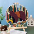 thumbnail image 2 of Punch Needle Kits Brown Bear in Trees DIY Embroidery Starter Set with Hoop Easy for Beginners Stress Relief Handmade Craft Hobby and Home Decor 20x20cm-2, 2 of 8