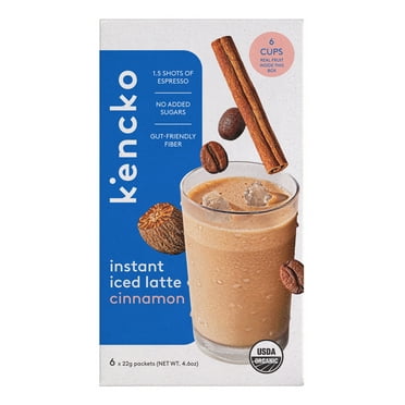 Kencko Cinnamon Organic Instant Iced Latte, Powdered Drink Mix, .79 oz, 6 Pack