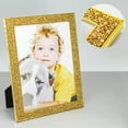 thumbnail image 6 of Dujiujun 5/6/7 Inch Photo Frame Shiny Rhinestone Edge Electroplated Stainless Standing Anti-skid Luxury Oblong Glitter Wall Mounting Table Top Display Picture Display Protection Frame, 6 of 8