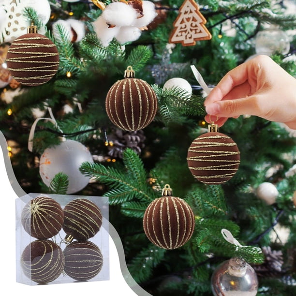 Juego De 4 Bolas Navideas De Cristal Nevado, De 10 Cm De Dimetro, Rojas, Para Decorar Rboles De Navidad, Coronas Y Decoracin Del Hogar., Ukhbmc