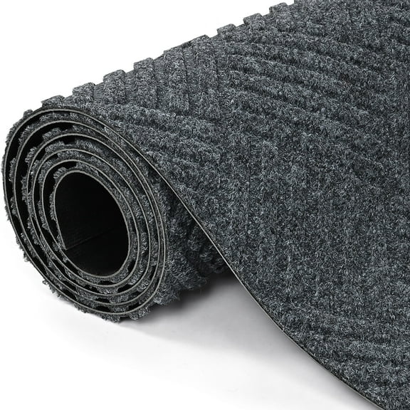 WANLISELL 3 x 10ft Commercial Carpet, Non-Slip Brush Step Entrance Stripe Mat, Indoor Outdoor Hallway Runner Rug, Grey