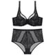 thumbnail image 3 of Conjunto de sujetador push-up de pecho grande y pequeño de encaje ultrafino para mujer, 3 of 4