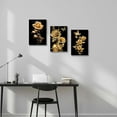 thumbnail image 4 of Hieng Black and Gold Wall Art 3 Pieces Golden Rose Butterfly Canvas Print Abstract Flower Painting Sparkling Floral Picture For Home Decor Unframed, 4 of 6