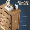 thumbnail image 4 of OAKHAM 5 Drawer Dresser Set of 2, Modern Wooden Chests of Drawers, Tall Dressers for Bedroom, Weathered Oak, 4 of 7