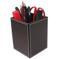 thumbnail image 4 of Porta lápices cuadrados de cuero PU, taza, organizador de papelería de escritorio, caja contenedora de accesorios de oficina, color marrón Rojo Verde, 4 of 6
