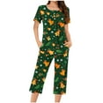 thumbnail image 2 of Fznquz Women Loungewear Set 2 Piece Christmas Soft Pj Top and Pants Short Sleeve Pjama Set Womens, 2 of 6