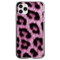 thumbnail image 1 of DistinctInk Clear Shockproof Hybrid Case for iPhone 13 PRO (6.1" Screen) - TPU Bumper, Acrylic Back, Tempered Glass Screen Protector - Pink Black Leopard Fur Skin Print, 1 of 2