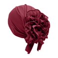 thumbnail image 2 of ZDNIXIAN Soft Stretch Turban Head Wrap with Side Ruffled Flower and Ribbon Decor Color Full Hair Cover Lightweight Fashion Headscarf for Daily Casual Occasions, 2 of 4