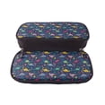 thumbnail image 5 of Lsque Dinosaur Flowers Printed Big Capacity PU Leather Pencil Case Large Pencil Pouch Stationery Pen Bag Pencil Holder for Teen, 5 of 6