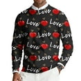 thumbnail image 4 of Fgvctg Valentine's Day Sweaters for Men Crewneck Ribbed Knit Sweater Love Heart Print Dressy Slim Fit Long Sleeve Pullover Sweaters Spring Lightweight Blouse Dark Gray M, 4 of 5