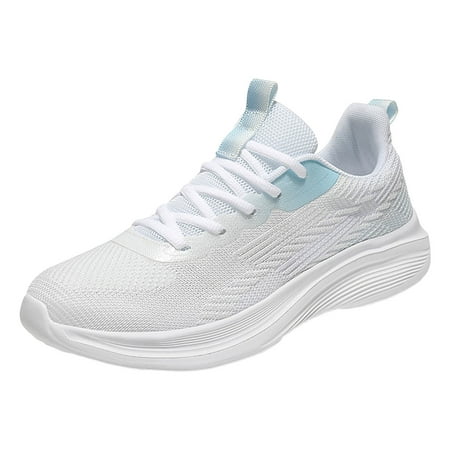Fauean Womens Sneakers Fashion Breathable Flat Bottom Lace up Shoes Versatile Daily Wear Sky Blue Size 43