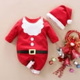 thumbnail image 2 of Odeerbi Toddler Boys Girls Clothes Christmas Santa Claus Rompers with Christmas Hat Cotton Jumpsuits Winter Baby Long Sleeve Bodysuit Newborn Christmas Crawling Clothes Onesie Red, 2 of 9
