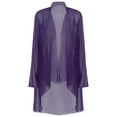 thumbnail image 3 of CHICTRY Women Chiffon Long Sleeve Cardigan Open Front Casual Shrug Bride's Mother Formal Coat Purple M, 3 of 5