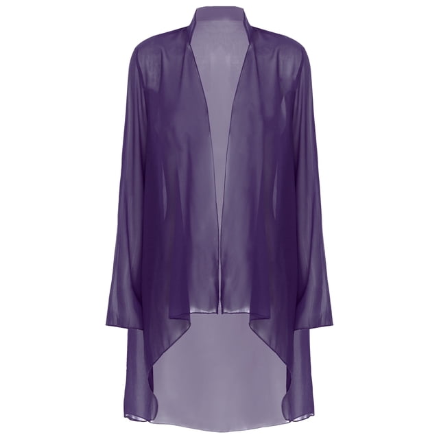Loodgao Hauts d'Été pour Femmes Courts Boléros Kimono Cardigans Vestes Boléro en Mousseline Couvre-Robe de Soirée Violet P