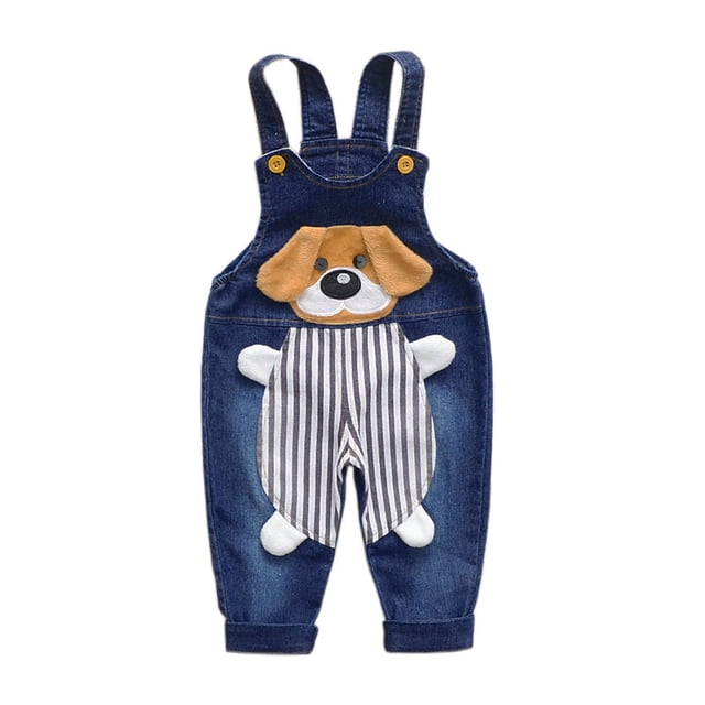 Odeerbi 6M-3Y Chicos Niñas Verano Denim Overalls Perros Bordados Bib En General Jeans Casual Sin Mangas Denim Romper Mono