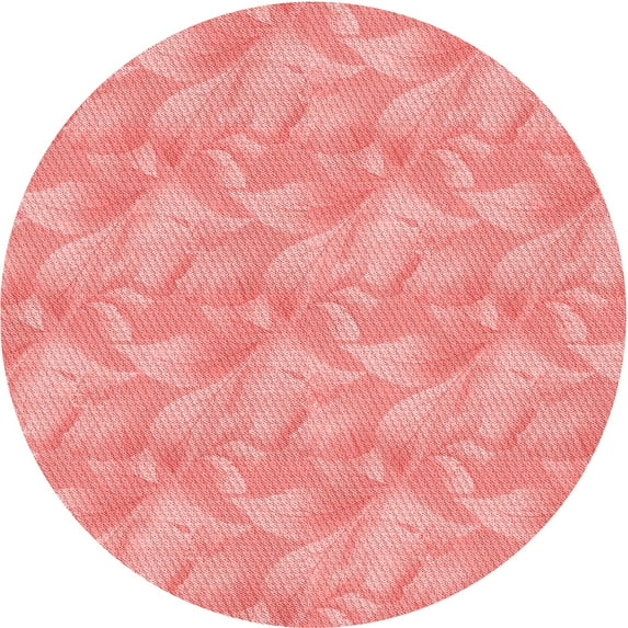 Ahgly Company Machine Washable Indoor Round Transitional Pastel Pink Area Rugs, 4' Round