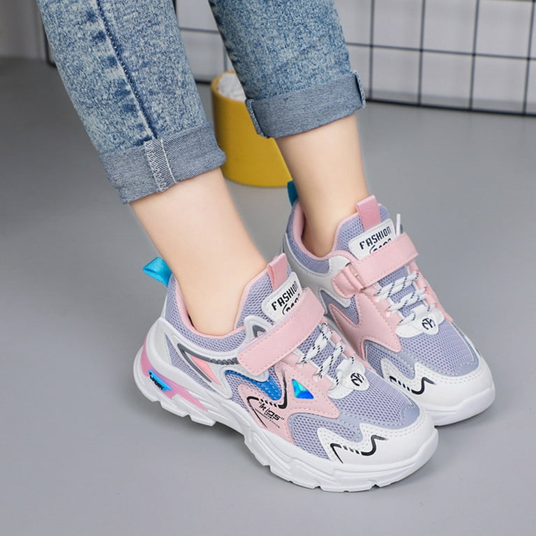 KaLI store Girls Tennis Shoes Girls Fashion Sneakers Cute Shoes Comfortable walking Red 2.5