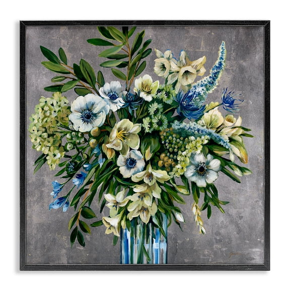 Stupell Industries French Country Traditional Bouquet of Flowers Black Framed Giclee Art, 12 x 12, by Liz Jardine