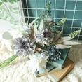 thumbnail image 6 of Artificial Fake Flowers Plants Silk Flower Arrangements Wedding Bouquets Decorations Plastic Floral Table Centerpieces for Home Kitchen Garden Party Décor (Purple White), 6 of 14