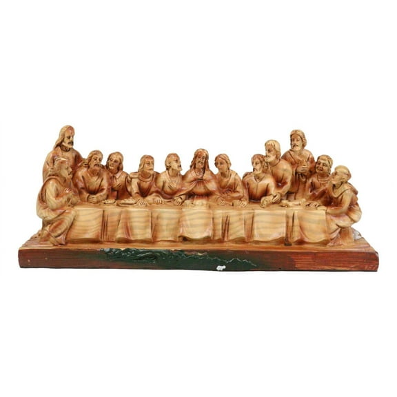 Leonardo Da Vinci The Last Supper Jesus And Disciples Faux Cedar Wood Figurine