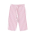 thumbnail image 2 of Pink Capris Pants for Women Cotton and Linen Striped Pocket Elastic Casual Pants Women's Quarter Pants, 2 of 3
