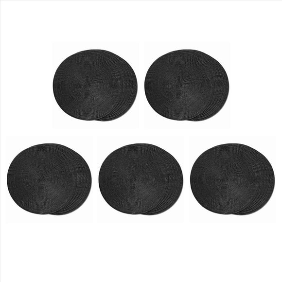 Juego de 18 Manteles Individuales Redondos Trenzados para Mesas de Comedor, Manteles Individuales Tejidos, Lavables, Antideslizantes, 15 Pulgadas, Negro para Halloween
