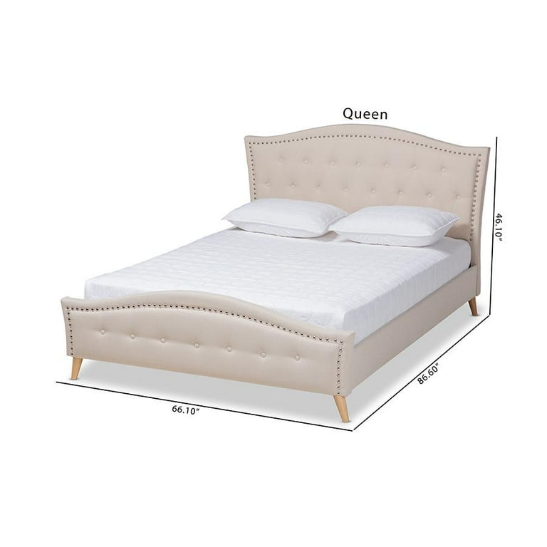 Baxton Studio Felisa Beige Fabric Upholstered and Button Tufted King Size Platform Bed