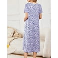 thumbnail image 5 of Avidlove Long Nightgowns for Women Henley Floral Ladies Gowns Short Sleeve Btton Neck Nightdress House Dress Sleepwear with Pockets, 5 of 9