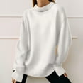 thumbnail image 2 of ManxiVoo Women's High Neck Pure Cotton Sweatshirt Long Sleeve Versatile Solid Color Casual Winter Pullover XXL Size White, 2 of 9