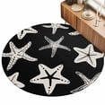 thumbnail image 2 of Round Area Rugs 4Ft, Black Starfish Coastal Non-Slip Washable Circle Rugs Carpet, Nautical Summer Ocean Abstract Art Indoor Outdoor Rug Floor Mats Throw Runner for Bedroom Living Room Bathroom, 2 of 8