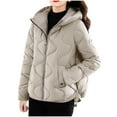 thumbnail image 2 of Winter Warm Coats for Womens Fashion Plus Size Casual Solid Color Hat Long Sleeve Warm Jacket, 2 of 7