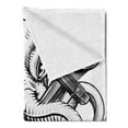 thumbnail image 2 of Octopus Soft Flannel Fleece Throw Blanket, Illustration of an Octopus Holding a Ships Anchor in a Vintage Woodblock Style, Cozy Plush for Indoor and Outdoor Use, 50" x 60", Black White, by Ambesonne, 2 of 5