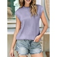 thumbnail image 3 of MOSHU Textured Womens Tops Casual Crewneck Basic Tee Shirts Cap Sleeve Summer Blouses, 3 of 8
