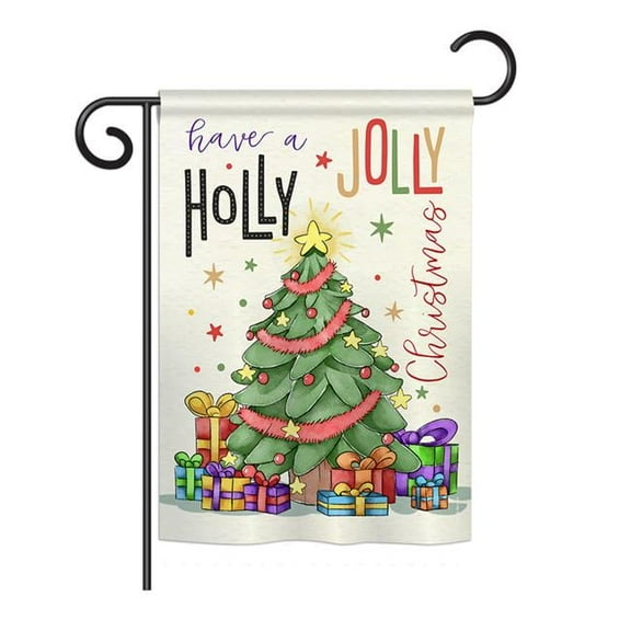 Breeze Decor BD-XM-G-114150-IP-BO-DS02-US A Holly Jolly Christmas Winter - Seasonal Christmas Impressions Decorative Vertical Garden Flag - 13 x 18.5 in.
