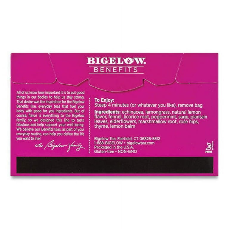 Benefits Lemon and Echinacea Herbal Tea Bags, 0.6 oz Tea Bag, 18/Box Benefits Lemon and Echinacea Herbal Tea Bags, 0.6 oz Tea Bag, 18/Box