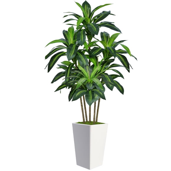 Árbol artificial de drácena Flydeer de 183 cm con maceta blanca