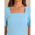 thumbnail image 5 of DARING DIVA Women's Square Neck Puff Sleeve Knee Length Dress S Light Blue, 5 of 6