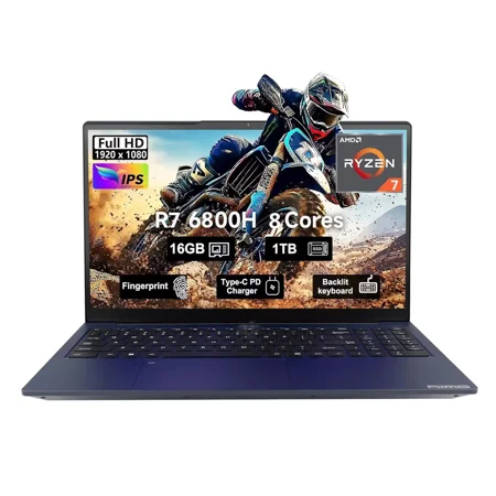 15.6" IPS FHD Gaming Laptop 8 Cores AMD Ryzen 7 6800H(Beat Intel i7-12700H, Up to 4.7GHz) 16GB DDR5 RAM 1TB SSD AMD Radeon 680M GPU-Business Blue Laptop 100W Type-C Backlit Keyboard Fingerprint