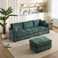 thumbnail image 2 of Modern Storage Sofa with Dual Usb, 2 Side Pockets, Ottoman Storage Bench Cloud Sectional Chenille Sofa Oversized, 4-Seat, L-Shaped Couch (Green), 2 of 11