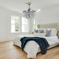 thumbnail image 6 of FINE MAKER 42" Crystal Chandelier with Fan Remote Control Fandelier Invisible Blades Ceiling Fan with Light for Living Room Dining Room 3 Color 3 Speed Chrome Finish, 6 of 11