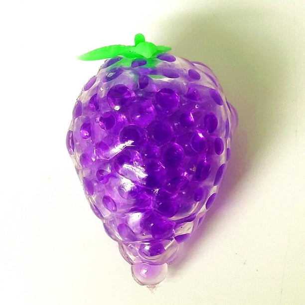 Bolas antiestrés blandas de uva para niños y adultos, 1 paquete, juguetes sensoriales de frutas, juguete de bola para apretar, relleno de cuentas de agua de gel púrpura, ideal para autismo,