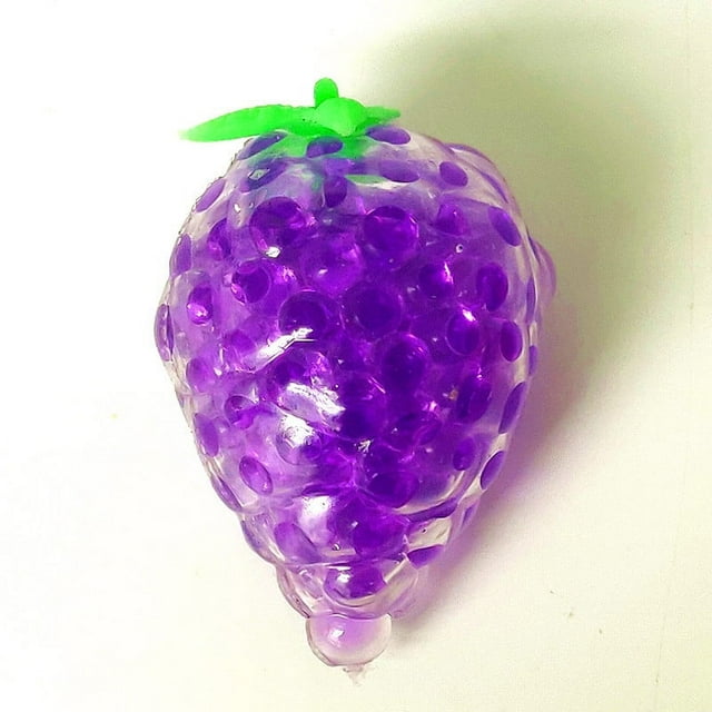 Bolas antiestrés blandas de uva para niños y adultos, 1 paquete, juguetes sensoriales de frutas, juguete de bola para apretar, relleno de cuentas de agua de gel púrpura, ideal para autismo,
