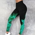 thumbnail image 2 of QQAMB Women's Leggings High Waist Flame Printed Fitness Running Leggings Casual Fashion Tights Mint Green L, 2 of 6