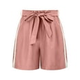 thumbnail image 2 of Women's Casual Comfy Bowknot Elastic Waist Shorts Stripes Summer Beach Pockets, 2 of 9