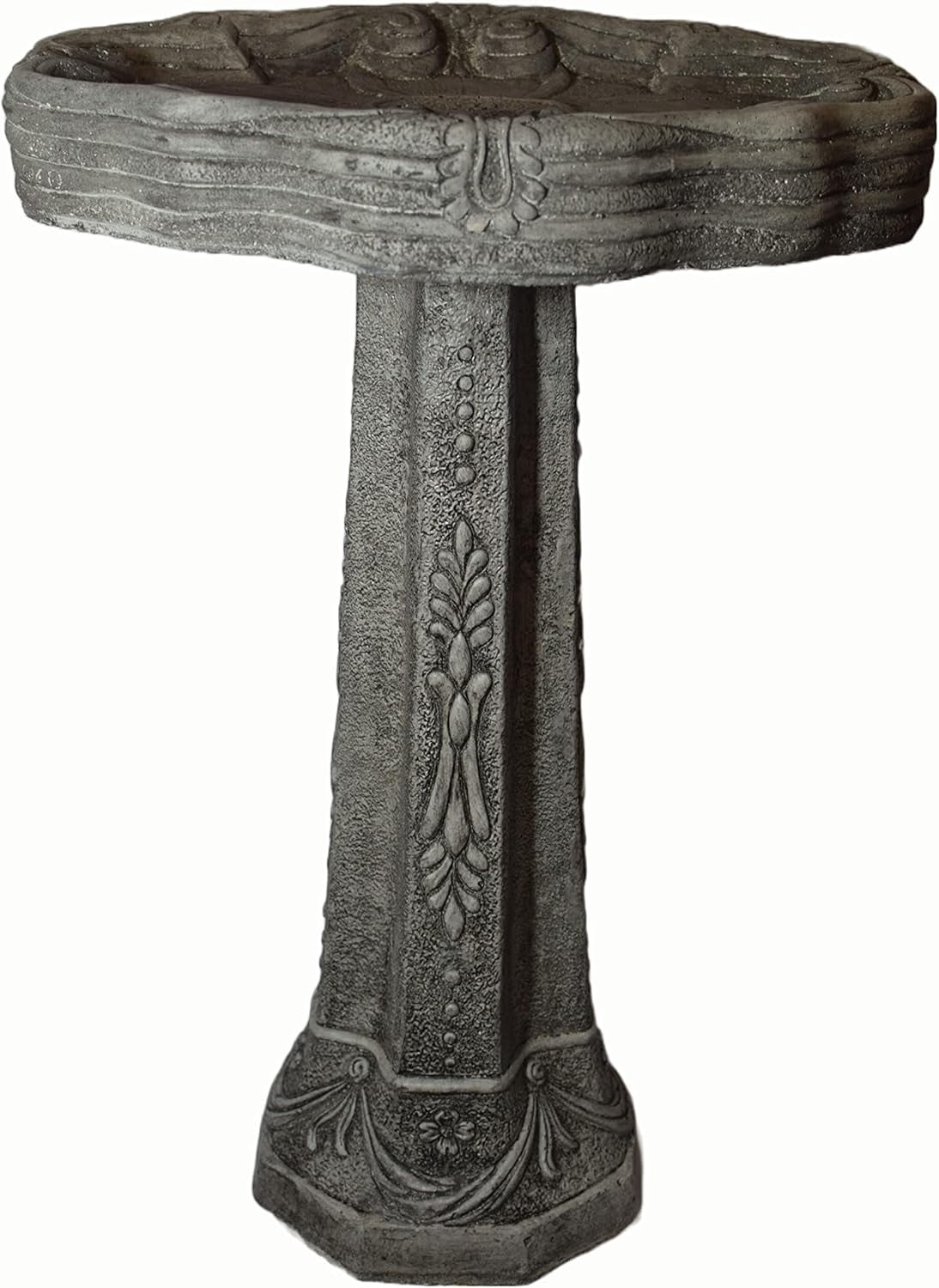 Solid Rock Stoneworks Dogwood Birdbath 27" Tall x 18" Diameter 2pc Pre Aged Color
