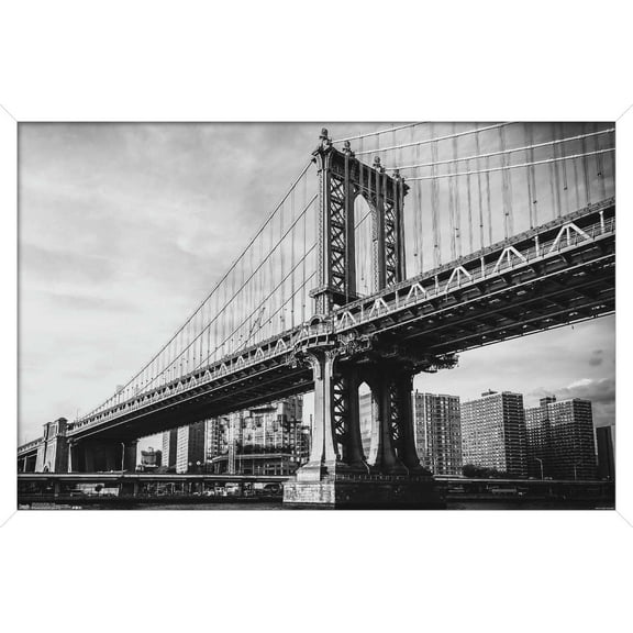 The Brooklyn Bridge - Iconic Wall Poster, 14.725" x 22.375", Framed
