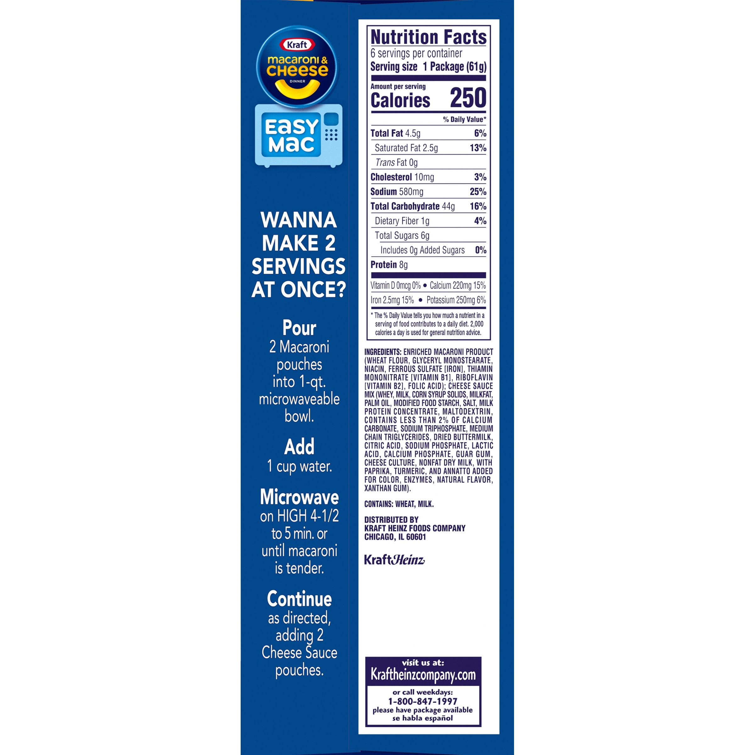 Kraft Easy Mac Original Macaroni Cheese Microwavable Dinner 6 Ct Packets Walmart Com Walmart Com