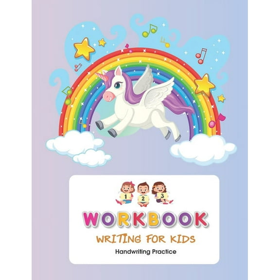 Workbook Writing for kids: Handwriting Practice Book For Kids Writing Page and Coloring Book: Numbers 1-10: For Preschool, Kindergarten, and Kids Ages 3 :8.5x11: 50 pages: Rainbow Unicorn Cover (Paper