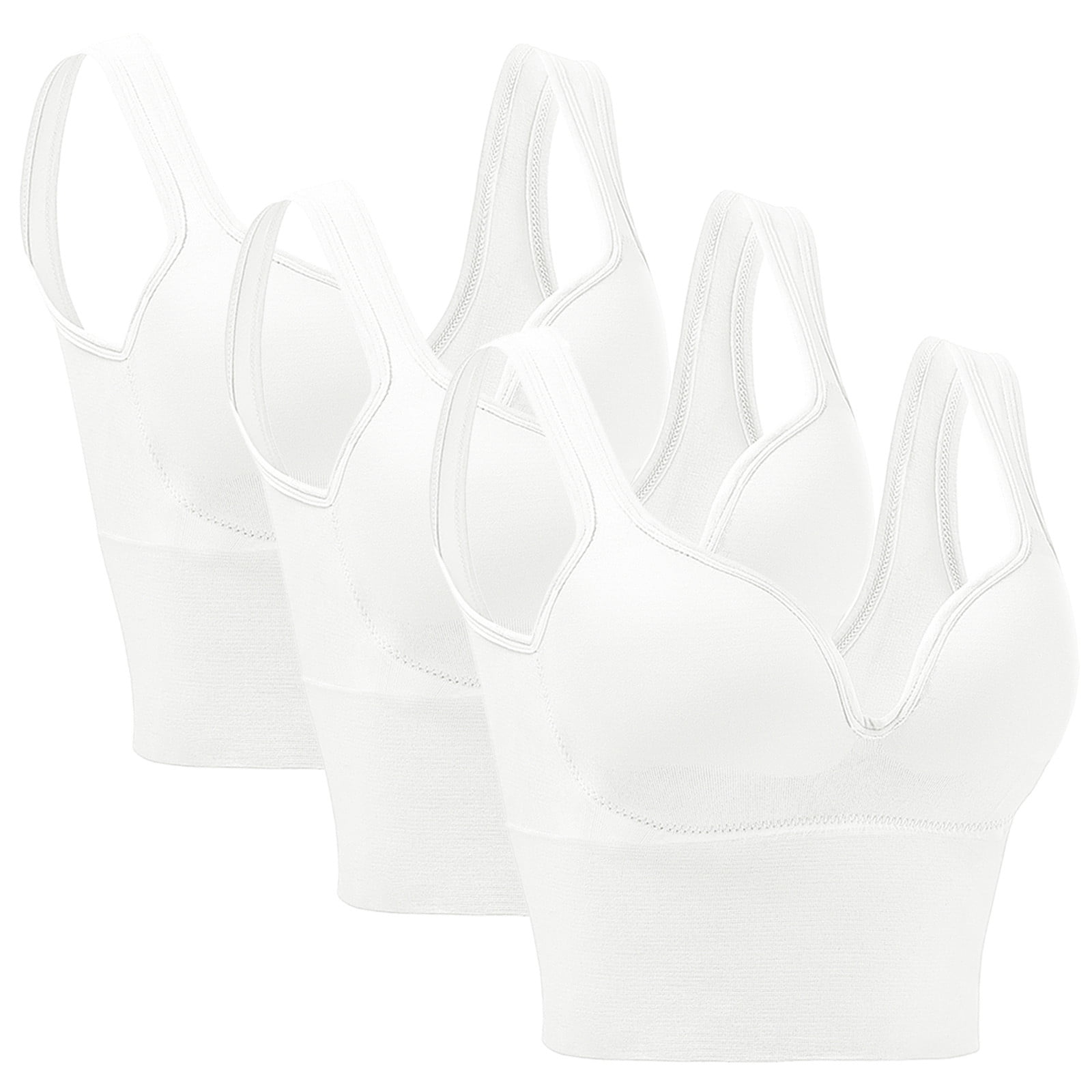 3 Pieces Womens Sports Bra No Wire Comfort Sleep Bra Plus Size Workout Activity Bras With Non Removable Pads Shaping Bra